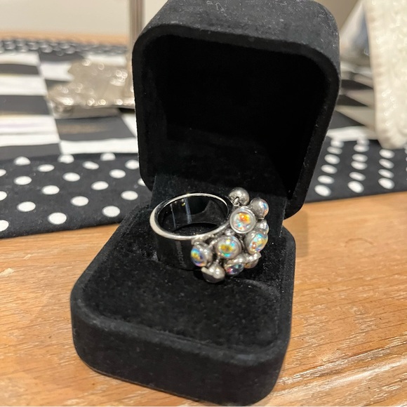 Swatch Silver Ring with Iridescent Stones - Picture 3 of 4